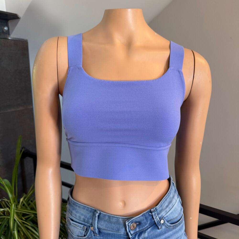 Athleta Warrior Twist Longline Sports Bra Size Small Periwinkle Purple Yoga